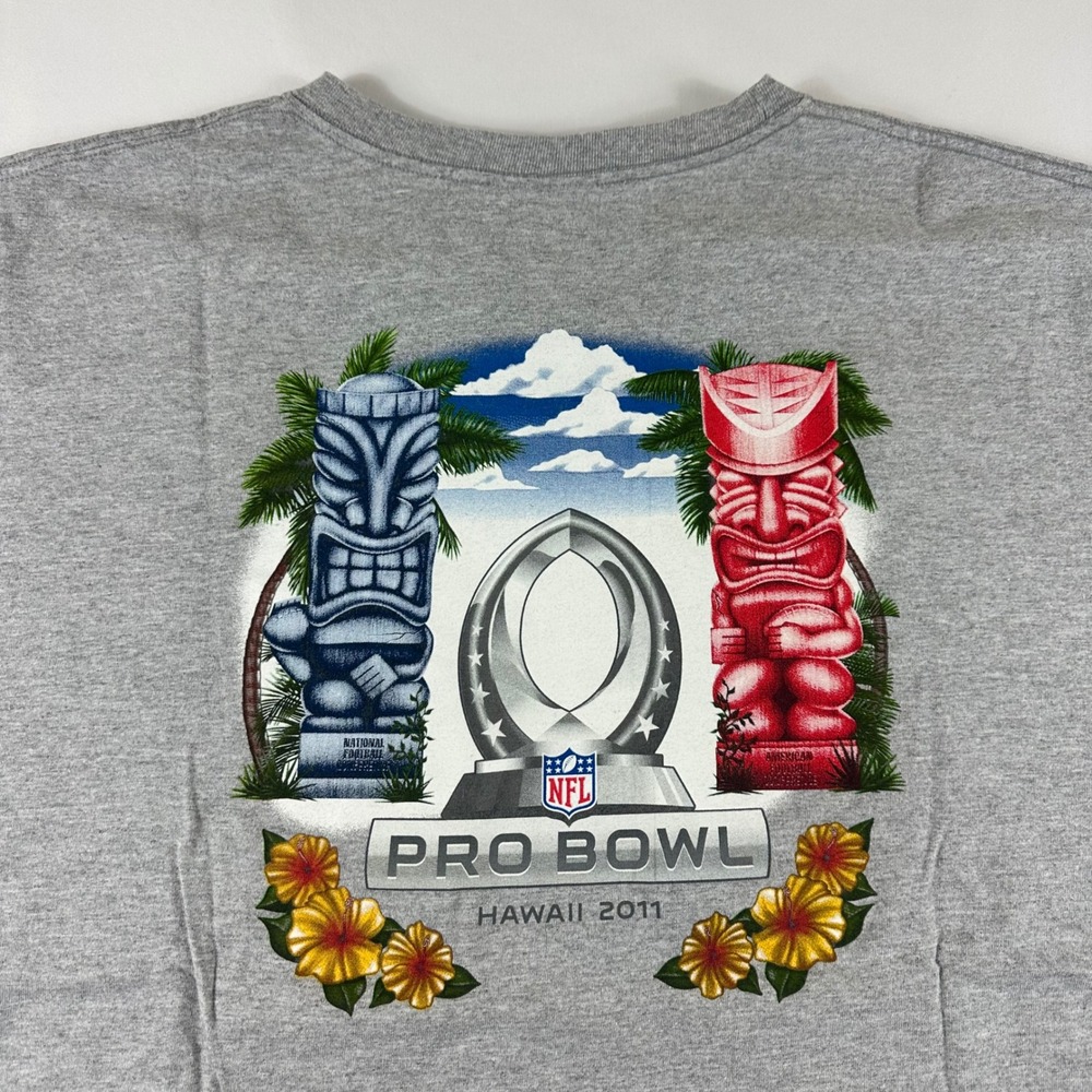 Reebok NFL Pro Bowl Hawaii 2011 Tiki Graphic T‎ Shirt Adult 3XL Gray - Picture 2 of 6